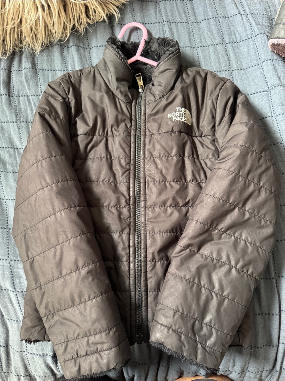 The North Face Black Quilted Insulated Puffer Jacket reversible